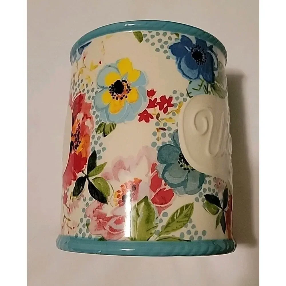 The Pioneer Woman Stoneware Crock Melody Floral Bloom Utensil Holder 5.5